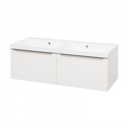 Mailo, koupelnová skříňka s umyvadlem z litého mramoru 121 cm, bílá