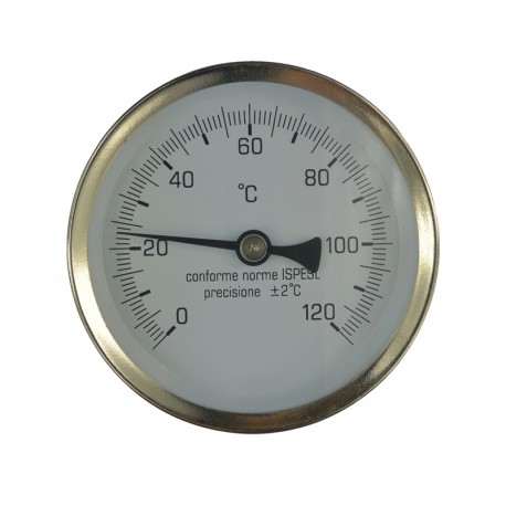 Teploměr bimetalový DN 100, 0 - 120 °C, zadní vývod 1/2", jímka 100 mm
