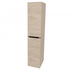 Mailo, koupelnová skříňka vysoká 170 cm, černé madlo, Multidecor, Light Rock Hickory